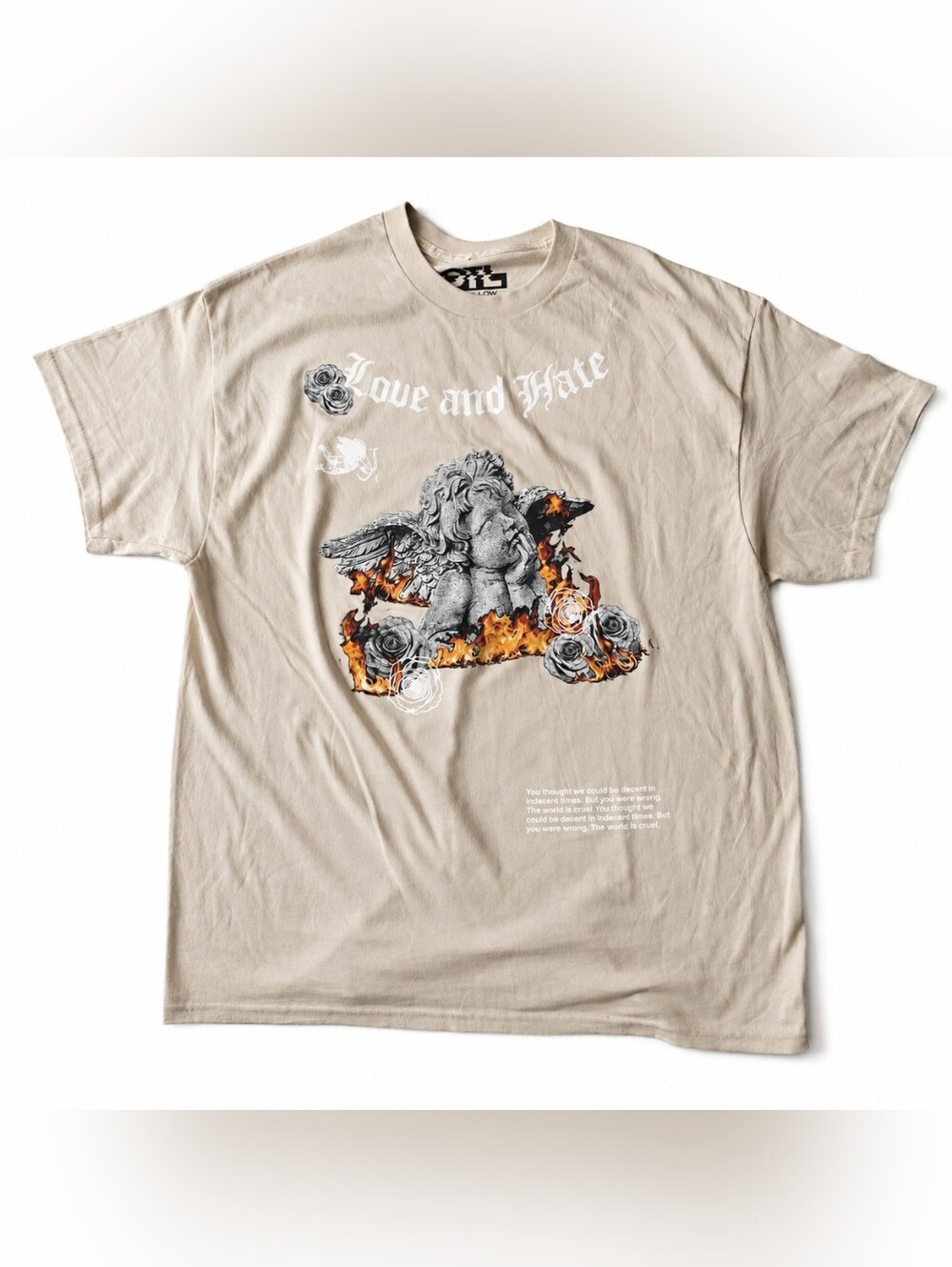 Love and Hate Graphic Tee - Beige